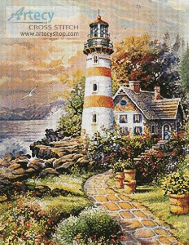 cross stitch pattern Lighthouse Cottage