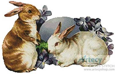 cross stitch pattern Easter Bunnies