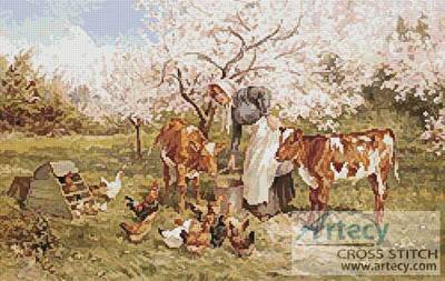cross stitch pattern Feeding Time in the Orchard
