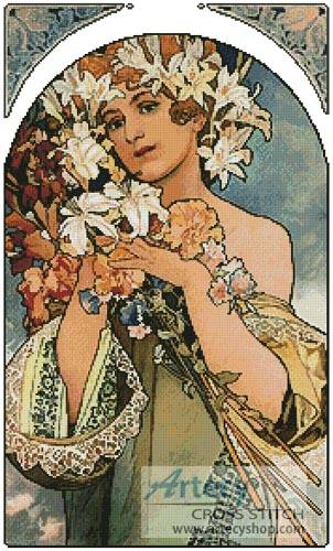 cross stitch pattern Flowers by Mucha