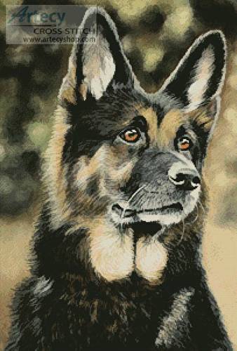 cross stitch pattern German Shepherd Painting