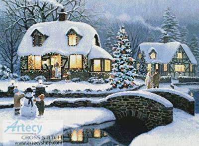 cross stitch pattern Christmas Cottage