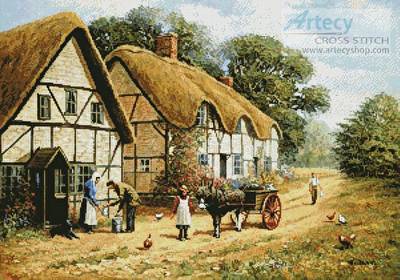 cross stitch pattern Delivering the Milk