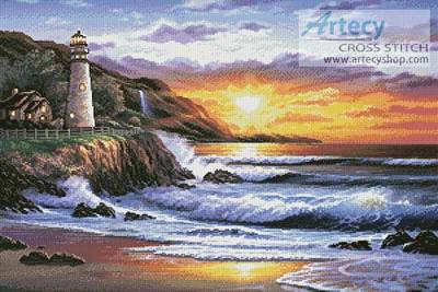 cross stitch pattern Lighthouse at Sunset