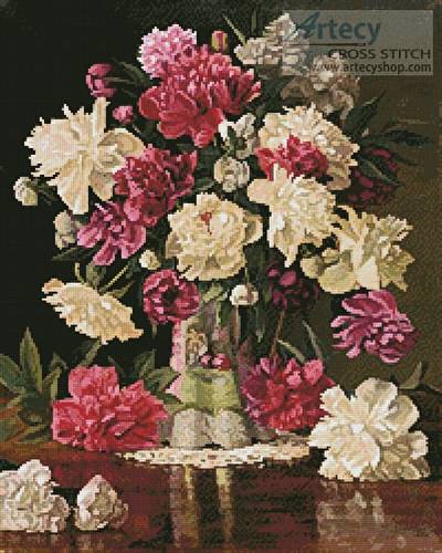 cross stitch pattern Peonies