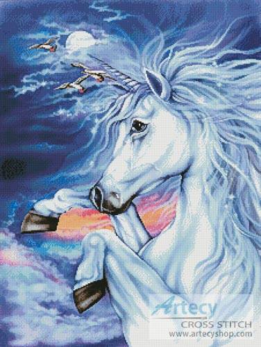 cross stitch pattern Unicorn in the Moonlight