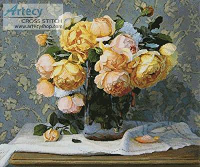 cross stitch pattern Vase of Roses