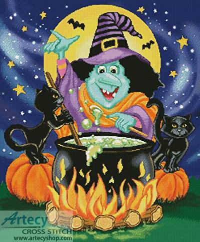cross stitch pattern Witches Brew