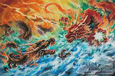 cross stitch pattern Encountering Dragons