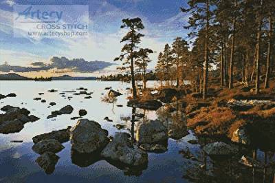 cross stitch pattern Lake Sunrise