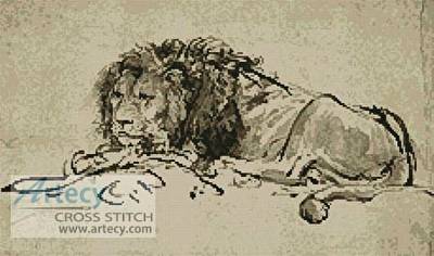 cross stitch pattern Lion Lying Down