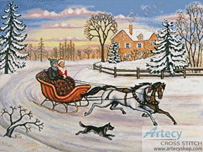 cross stitch pattern Sleigh Ride