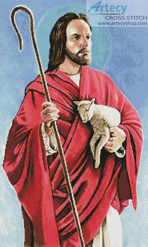 cross stitch pattern Christ the Good Shepherd