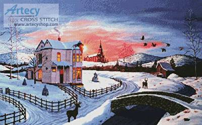 cross stitch pattern Christmas in the Country