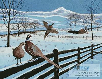 cross stitch pattern Pheasants in Winter