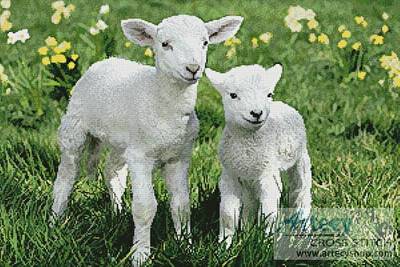 cross stitch pattern Easter Lambs