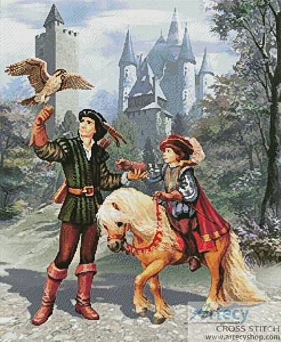 cross stitch pattern Prince and Falconer