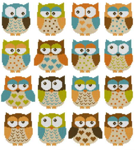 cross stitch pattern Owls 2