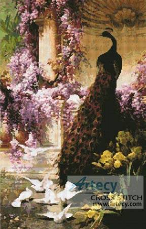 cross stitch pattern Peacock and Doves
