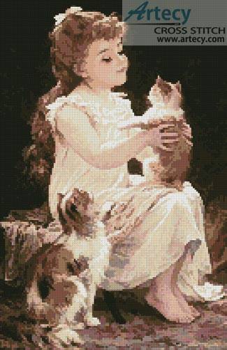 cross stitch pattern Playing with the Kitten