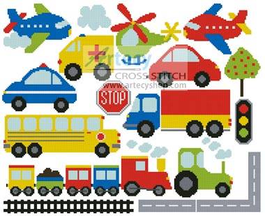 cross stitch pattern Transport Motifs