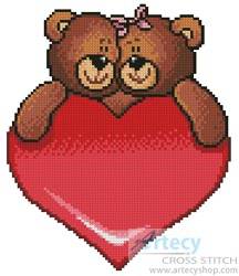 cross stitch pattern Valentine Bears