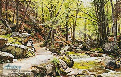 cross stitch pattern A Forest near Ilsenburg in the Harz