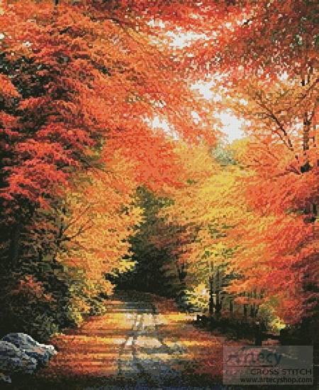 cross stitch pattern Autumn in New England