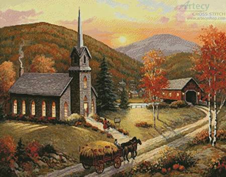 cross stitch pattern Autumn in Vermont