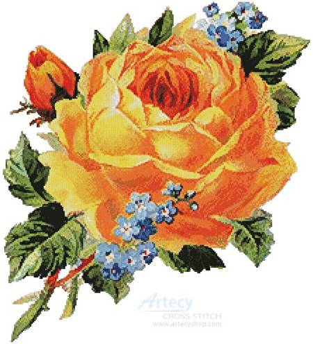 cross stitch pattern Antique Yellow Rose 2