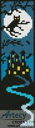 cross stitch pattern Blue Halloween Bookmark