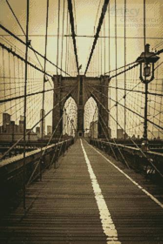 cross stitch pattern Brooklyn Bridge (Sepia)
