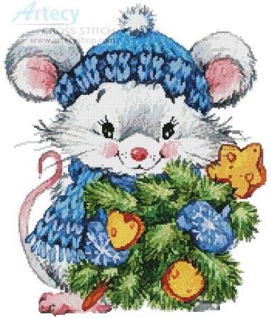 cross stitch pattern Christmas Mouse