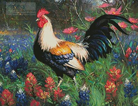 cross stitch pattern Colourful Rooster 2
