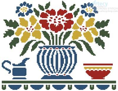 cross stitch pattern Cottage Shelf