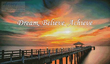 cross stitch pattern Dream, Believe, Achieve
