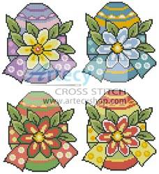 cross stitch pattern Floral Easter Eggs
