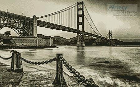cross stitch pattern Golden Gate (Sepia)
