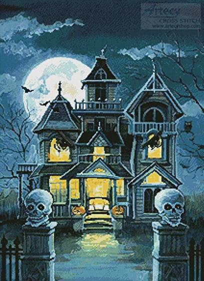 cross stitch pattern Haunted House