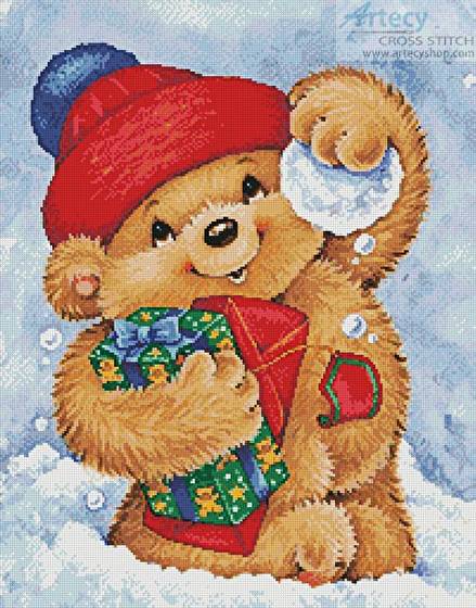 cross stitch pattern Teddy with Snowball