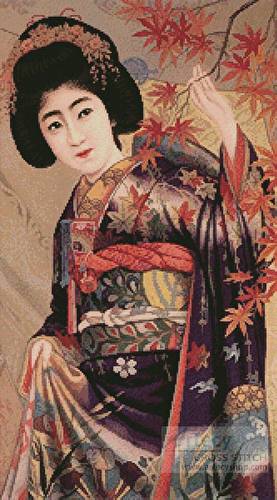 cross stitch pattern Japanese Beauty