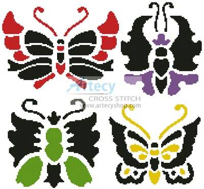cross stitch pattern Asian Butterfly Set
