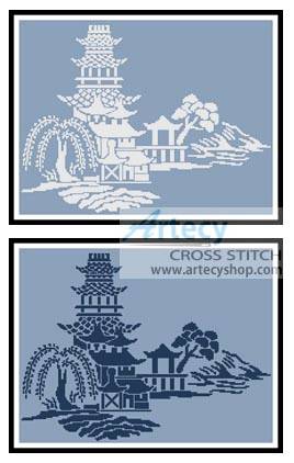 cross stitch pattern Blue Willow