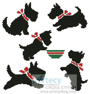 cross stitch pattern Scotty Dogs