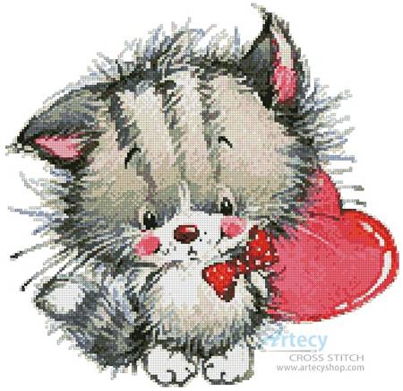 cross stitch pattern Kitty Heart