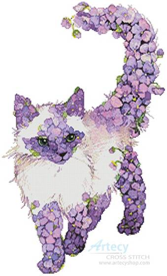 cross stitch pattern Lilac Cat 