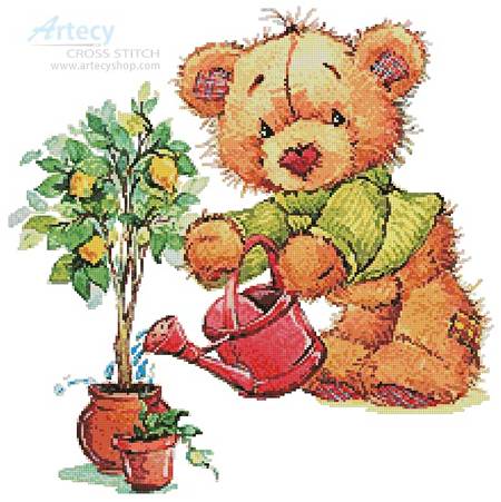 cross stitch pattern Watering Bear