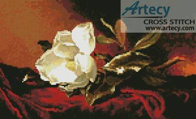 cross stitch pattern Magnolia on Red Velvet