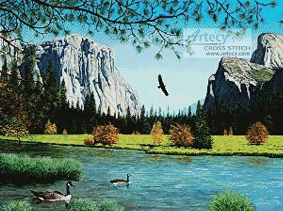 cross stitch pattern Autumn in Yosemite Valley