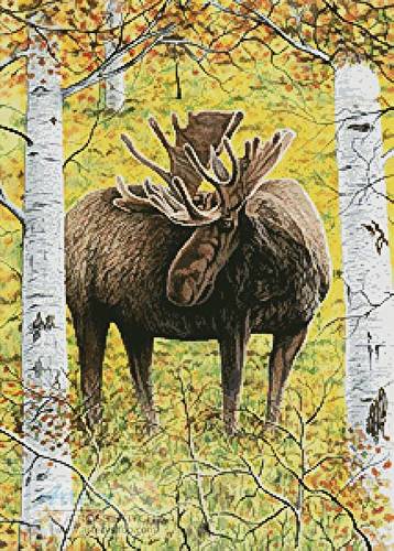cross stitch pattern Moose in the Meadow